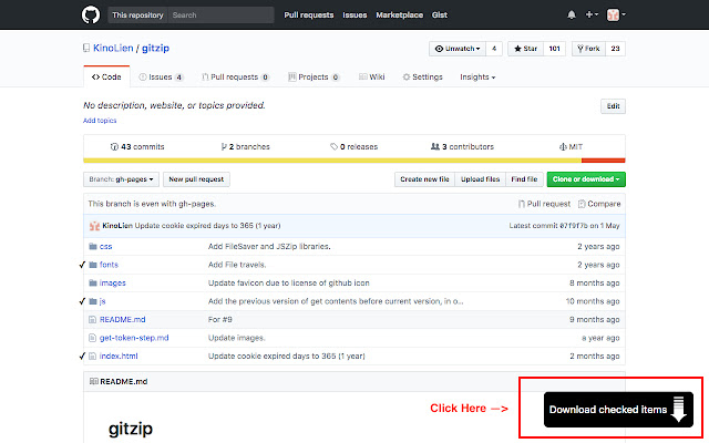 GitZip for github-快速下载GitHub项目文件夹插件插图2