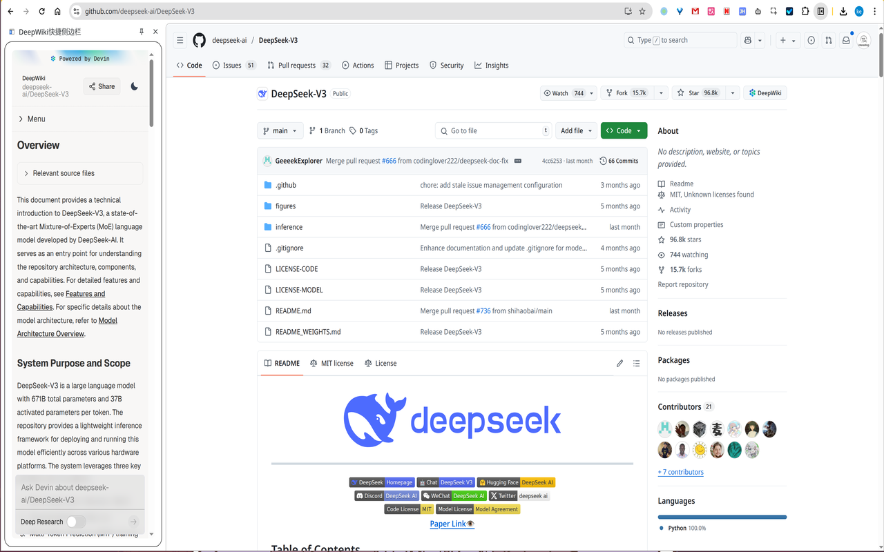 DeepWiki快捷侧边栏插图
