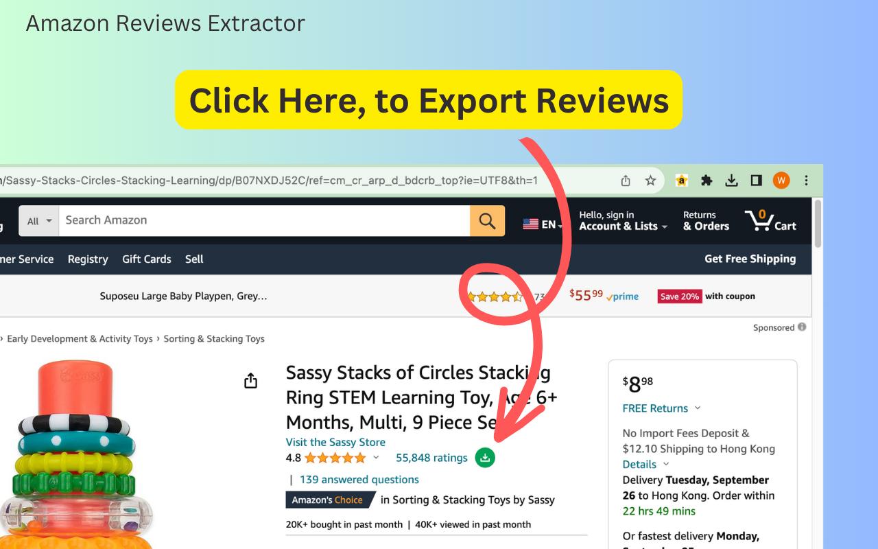Amazon商品评论一键导出CSV插图