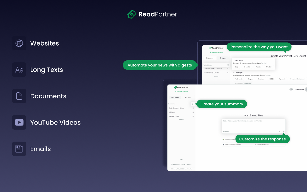 AI Summarizer by ReadPartner: Summarize Articles, YouTube and Documents插图