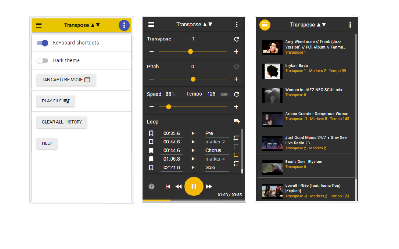 Transpose ▲▼ pitch ▹ speed ▹ loop for videos插图