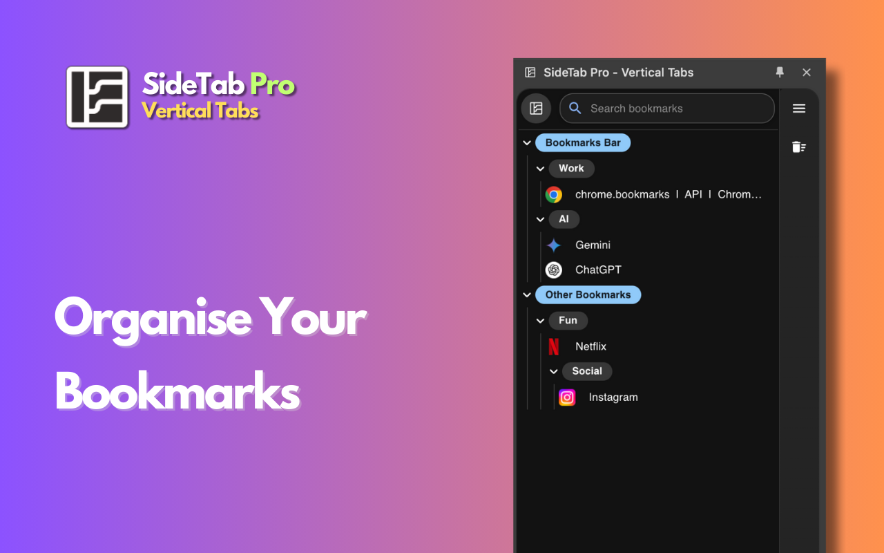 SideTab Pro - Vertical Tabs, Bookmarks and Reading List插图
