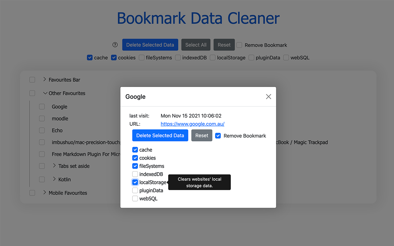 Bookmark Data Cleaner插图
