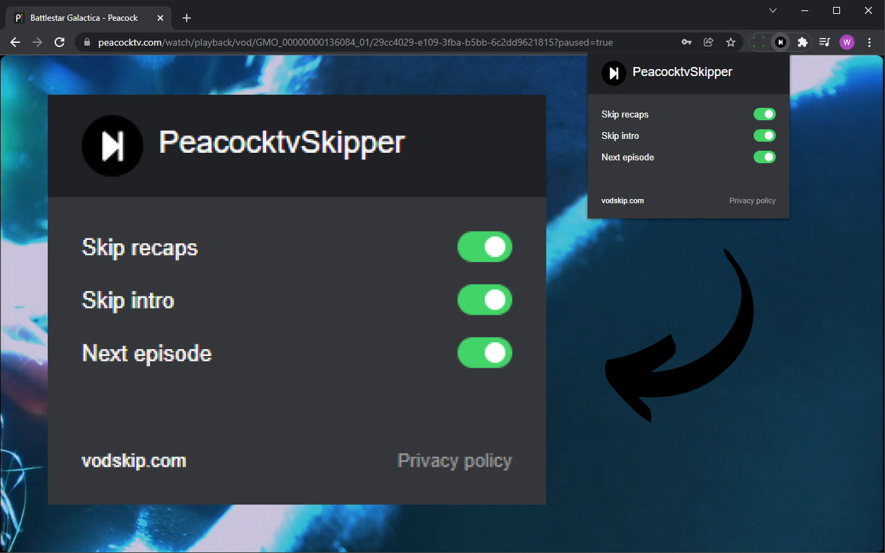 Peacock TV Skipper插图