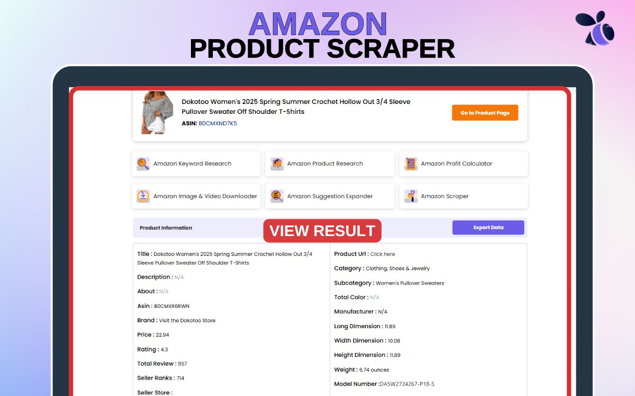 Free Amazon Product Scraper and Exporter | Ecomstal插图