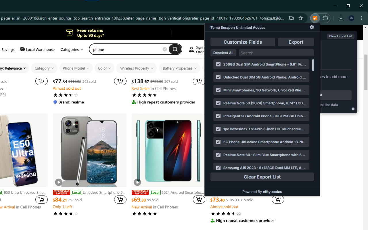 Temu Scraper: Export Listings, Sellers, Reviews & more插图