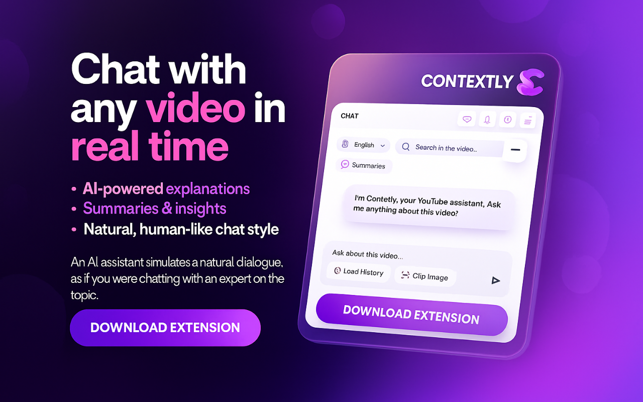 Contextly: YouTube AI Assistant – Summaries, Search & Real-Time Chat插图