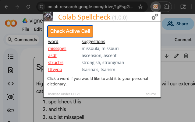 Colab Spellcheck插图