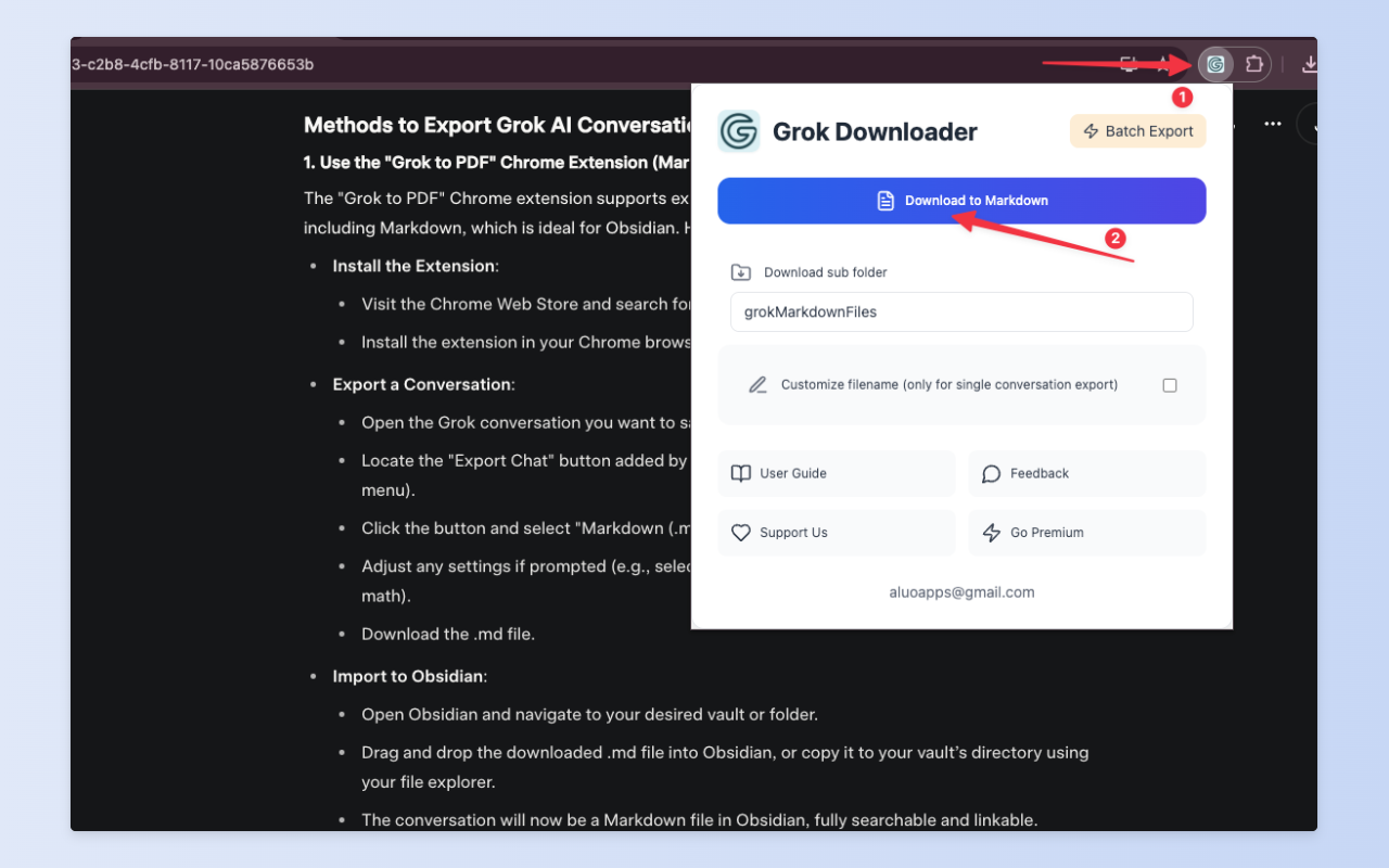Backup Grok AI to Obsidian and Html插图