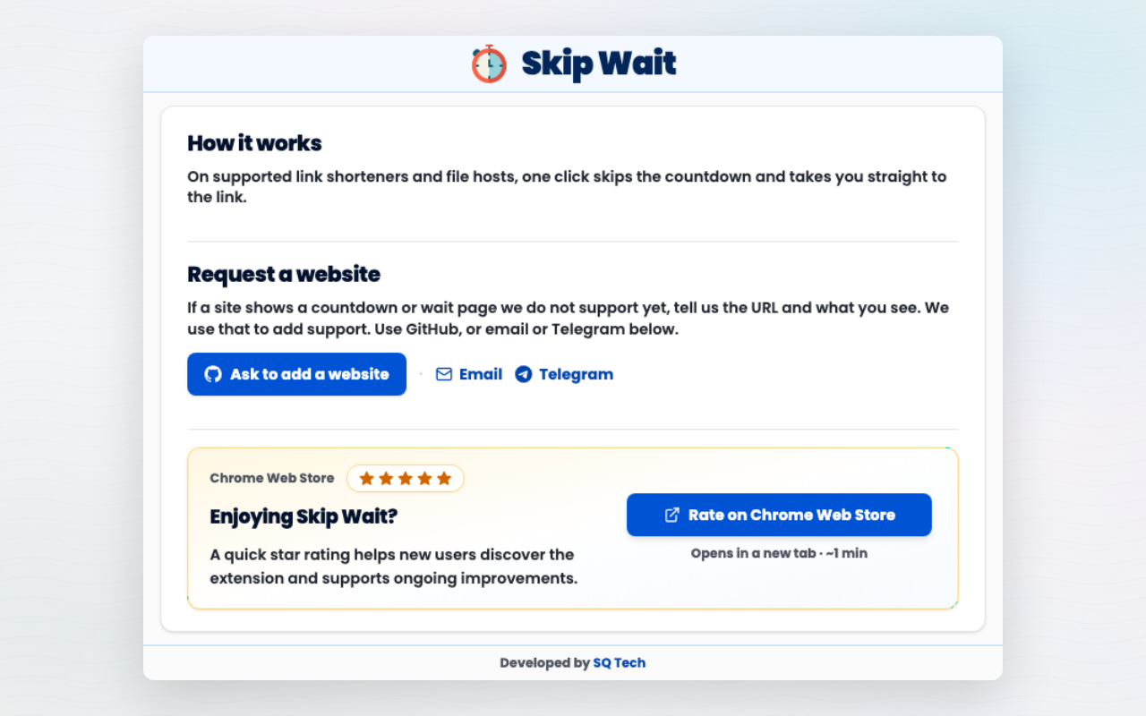 Skip Wait - Bypass Timers & Countdowns插图 Skip Wait - Bypass Timers & Countdowns插图