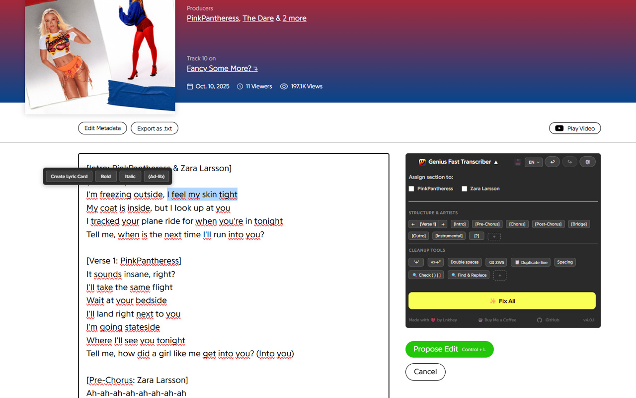 Genius Fast Transcriber + Lyric Card Maker插图