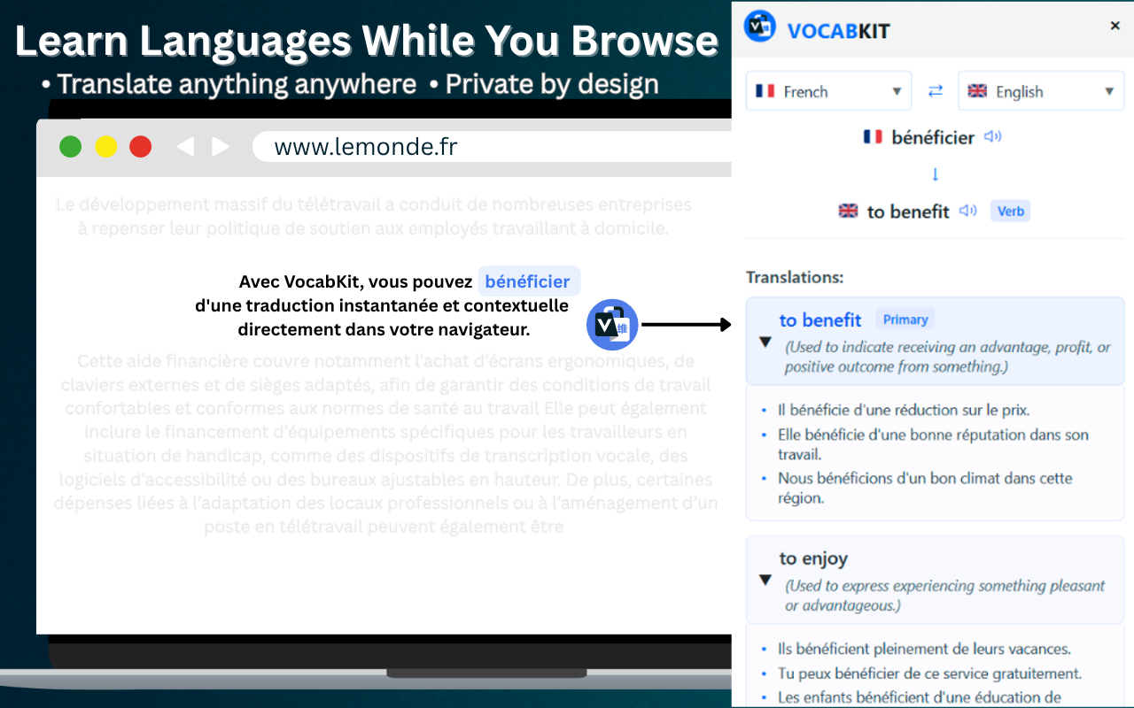 Vocabulary Builder – Translate with context & Save Words | VocabKit插图