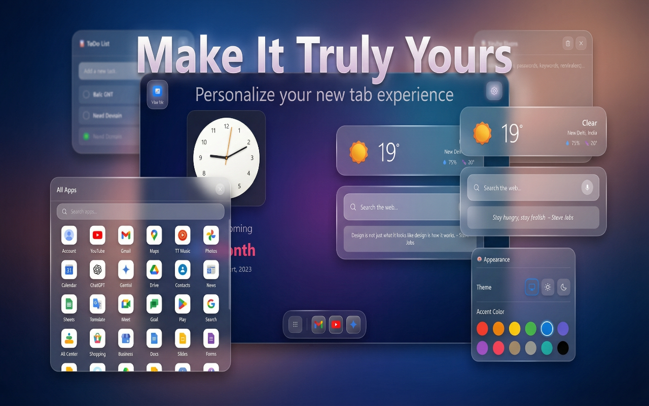 GNT: Glass New Tab – iOS Style Dashboard插图