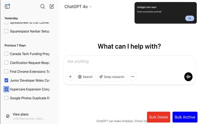 ChatGPT Multi-Select Archive & Delete Manager插图