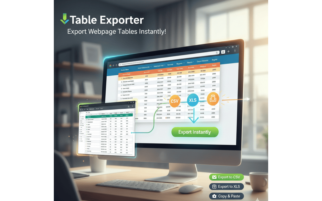 Table Exporter - Scrape & Extract Data to Excel, Sheet, CSV & JSON插图 Table Exporter - Scrape & Extract Data to Excel, Sheet, CSV & JSON插图