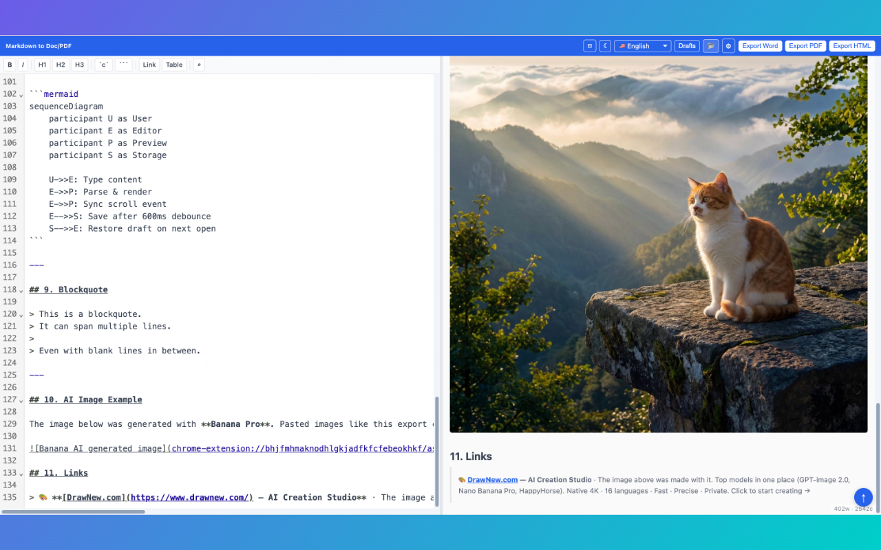 Markdown 转 Doc/PDF 转换器插图 Markdown 转 Doc/PDF 转换器插图