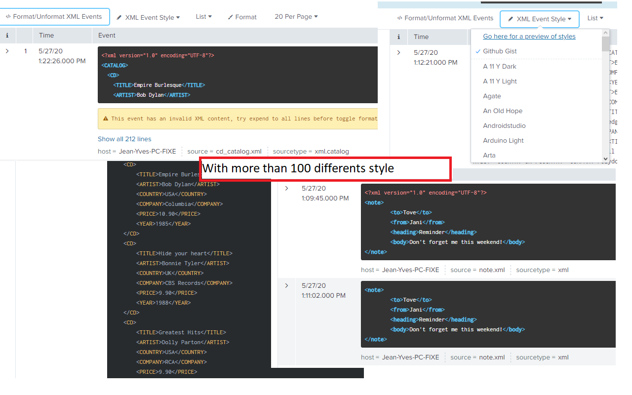 Splunk XML Formatter插图